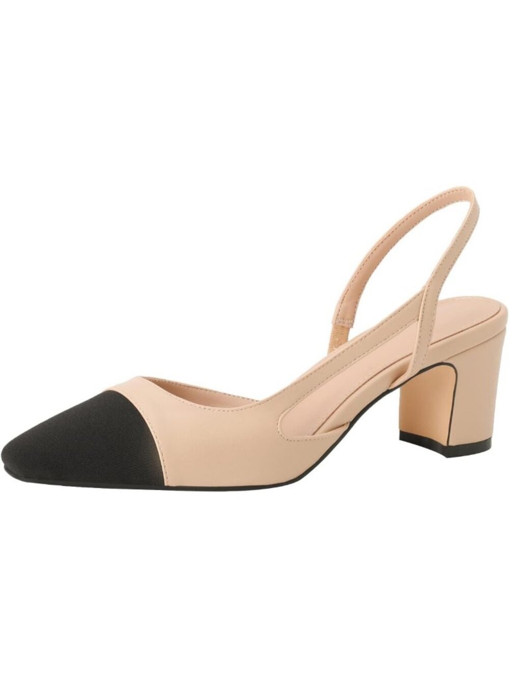 Chic Women’s Slingback Pumps - Chunky Heels, Round Toe, Casual Wedding Shoes